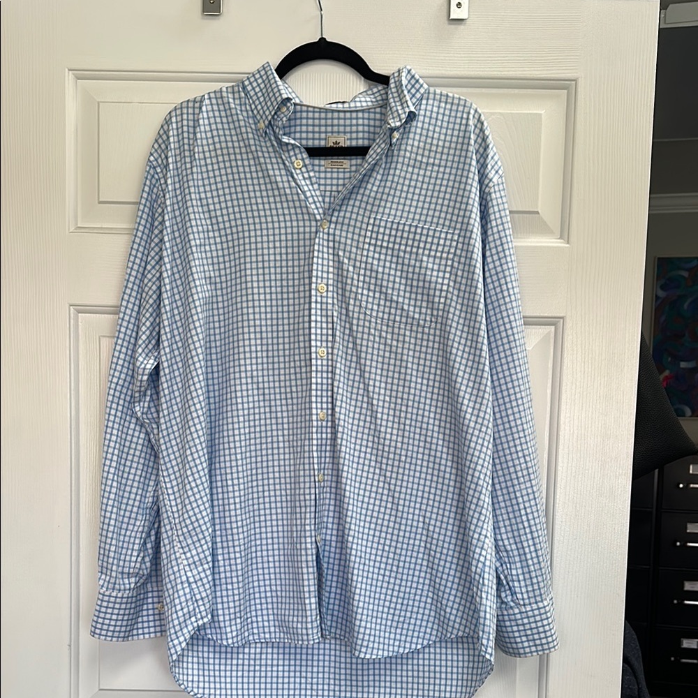 Peter Millar Blue and White Casual Button Down Shirt